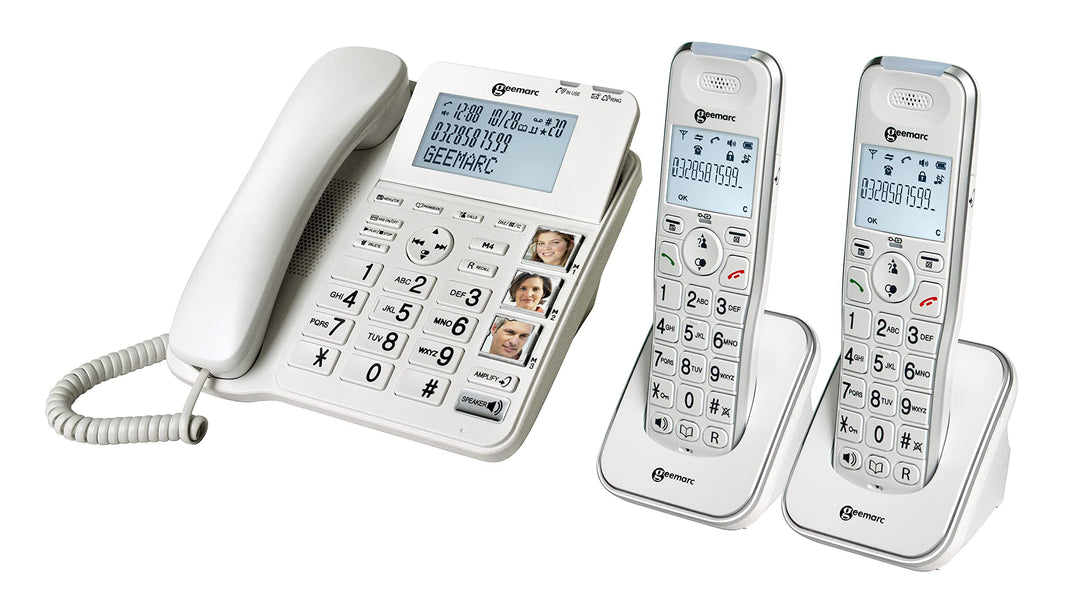 Geemarc Amplidect 295 Combi Duo - Verstärktes Festnetztelefon und zusätzliche Mobilteile mit Anrufbe