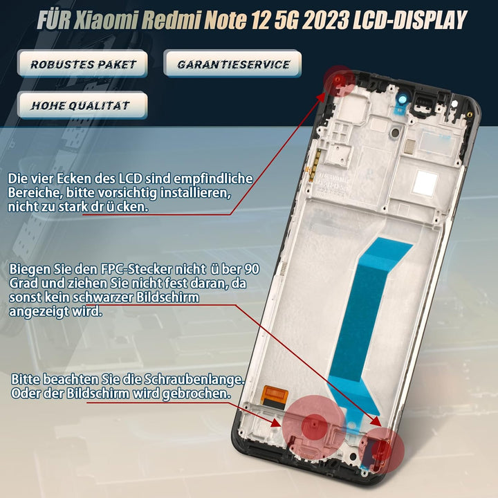 RongZy Display für Xiaomi Redmi Note 12 5G/Poco X5 5G LCD Bildschirmersatz Digitizer Touchscreen Mon