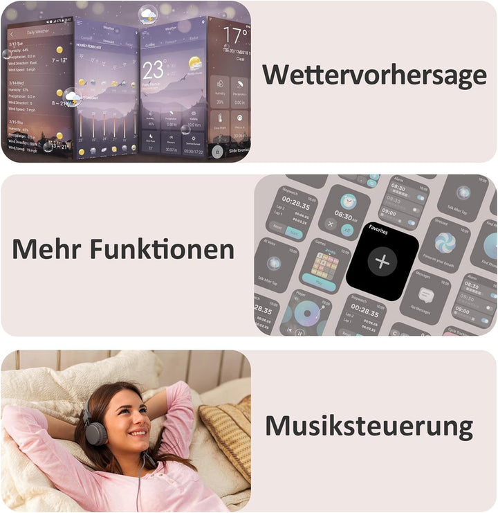 Blackview Smartwatch Damen Herren mit Telefonfunktion(Anrufe tätigen/empfangen)/Message Reminder, Sp