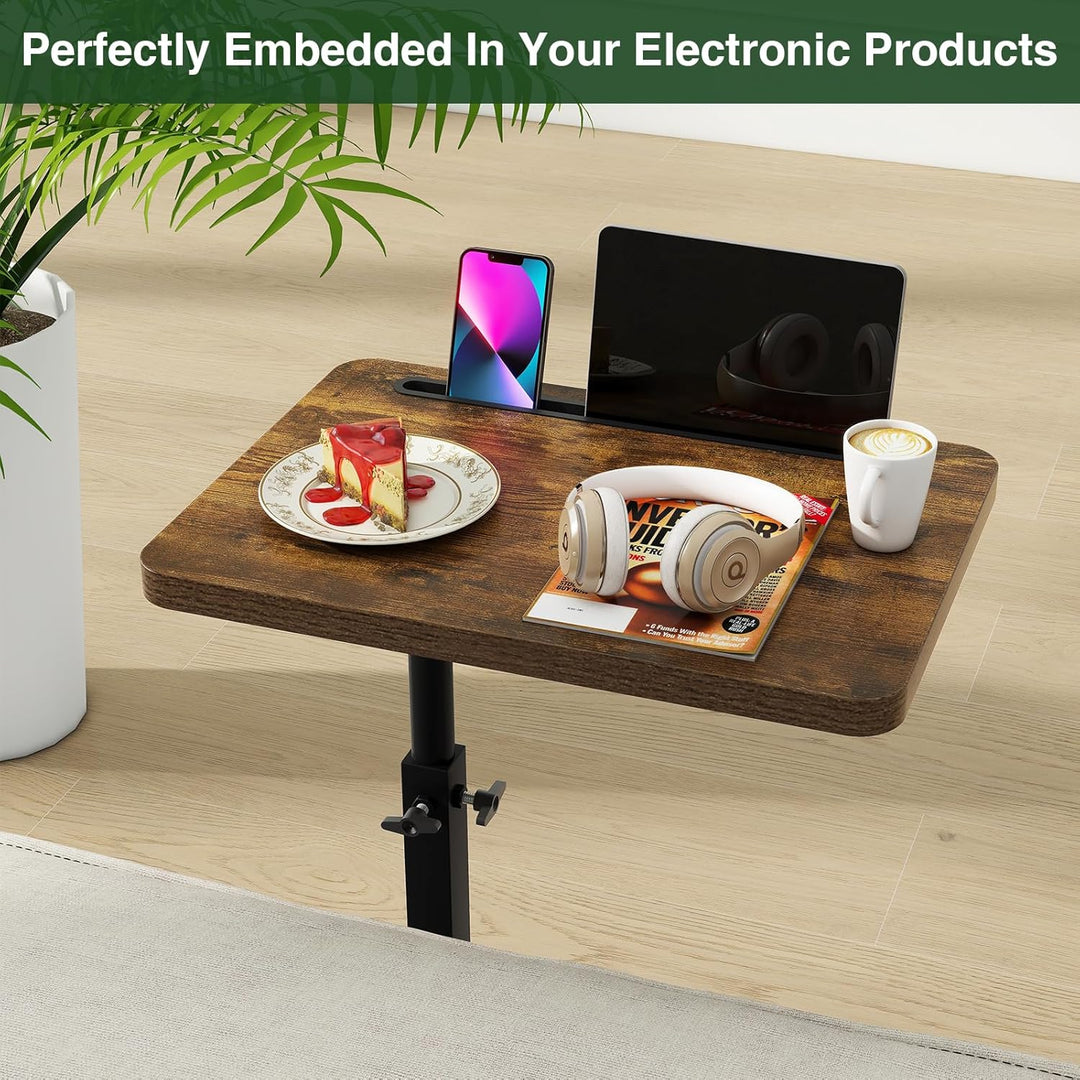 IBUYKE Beistelltisch C Form, 360° Rotierbarer und Höhenverstellbar Sofatisch, Couchtisch für schmale