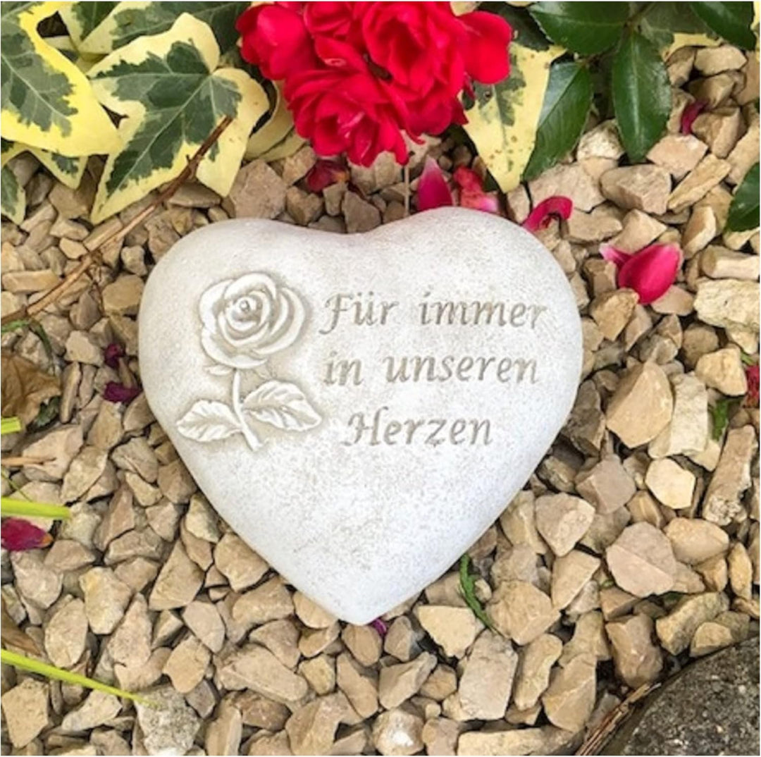 Radami Grabherz Grabschmuck Grab Herz Spruch - Für Immer in unseren Herzen - ca.500g