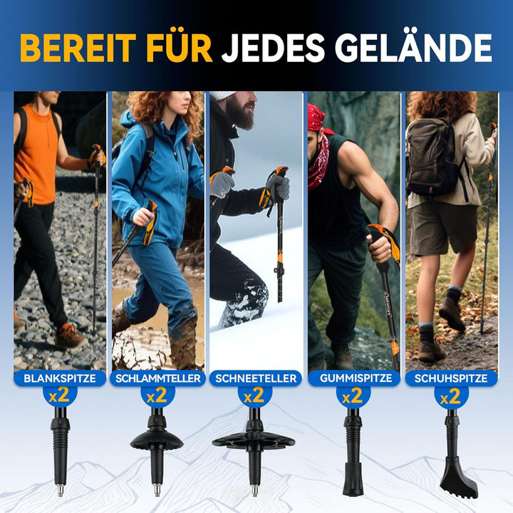 Clostnature Wanderstöcke Teleskop Aluminium - Nordic Walking Stöcke für Damen und Herren, 58-135cm L