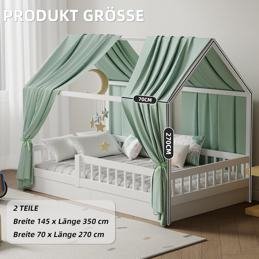 Hausbett Himmel in 5 Farben, 2er-Set Betthimmel Hausbett aus weichem Baumwollstoff – Stoffhimmel für