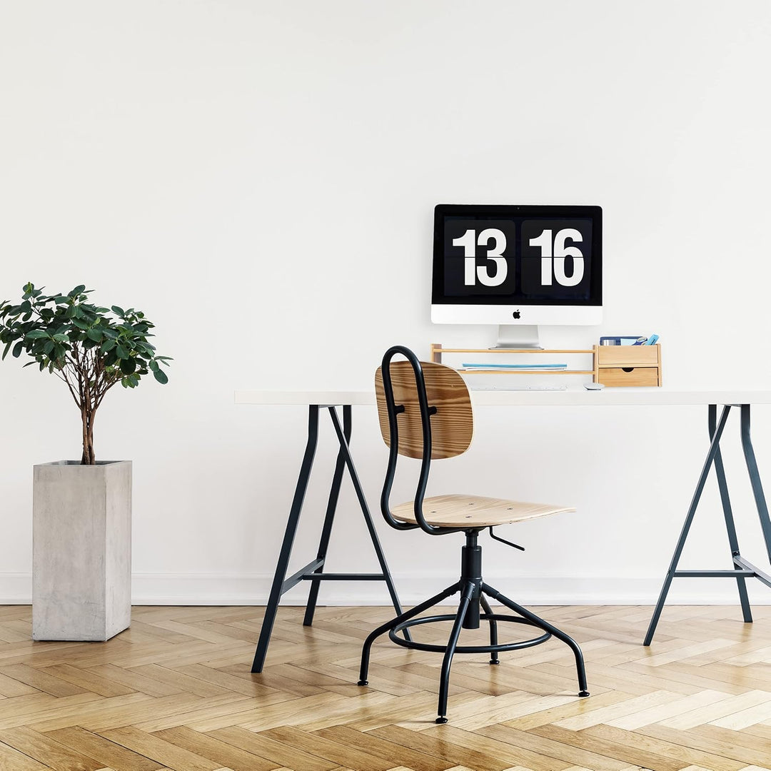 Relaxdays Monitorständer Bambus, Bildschirmerhöhung für Schreibtisch, HBT: 13 x 70 x 19 cm, Schublad