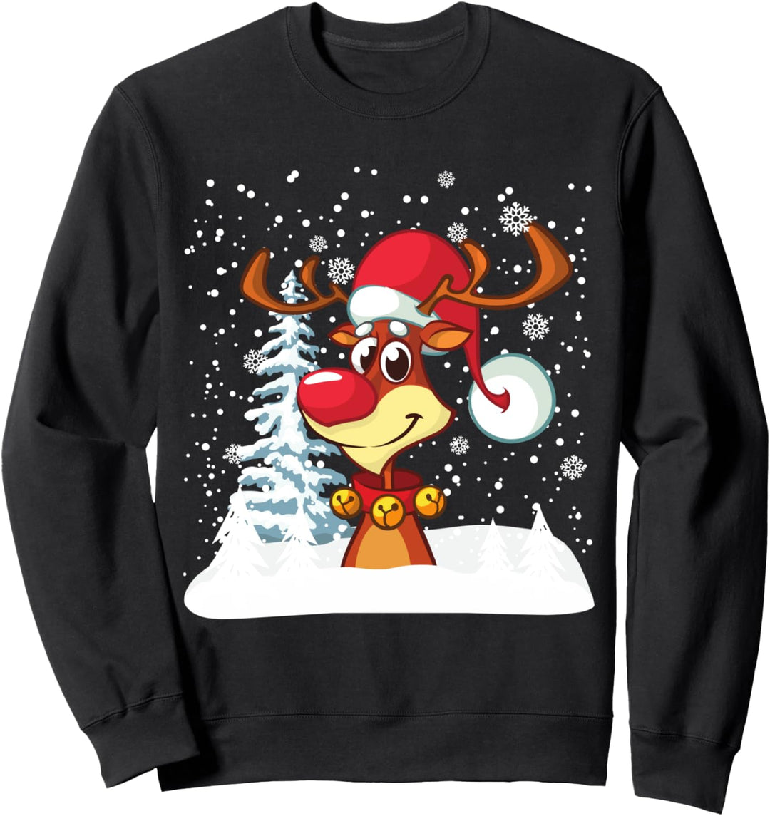 Fun Rentier Rote Nase Elch Weihnachtsmann Schnee Sweatshirt
