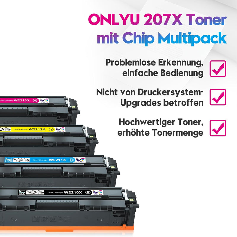 4er-Pack 207X (W2210X) Toner Mit Chip Kompatibel für HP 207X Multipack HP 207A Ersatz für HP Color L