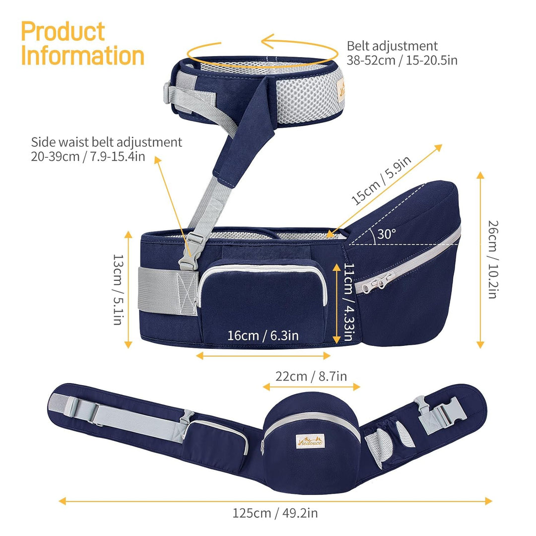 Viedouce Baby Hüftsitz Ergonomische mit Sicherheitsgurt Schutz,Reine Baumwolle Leicht und atmungsakt