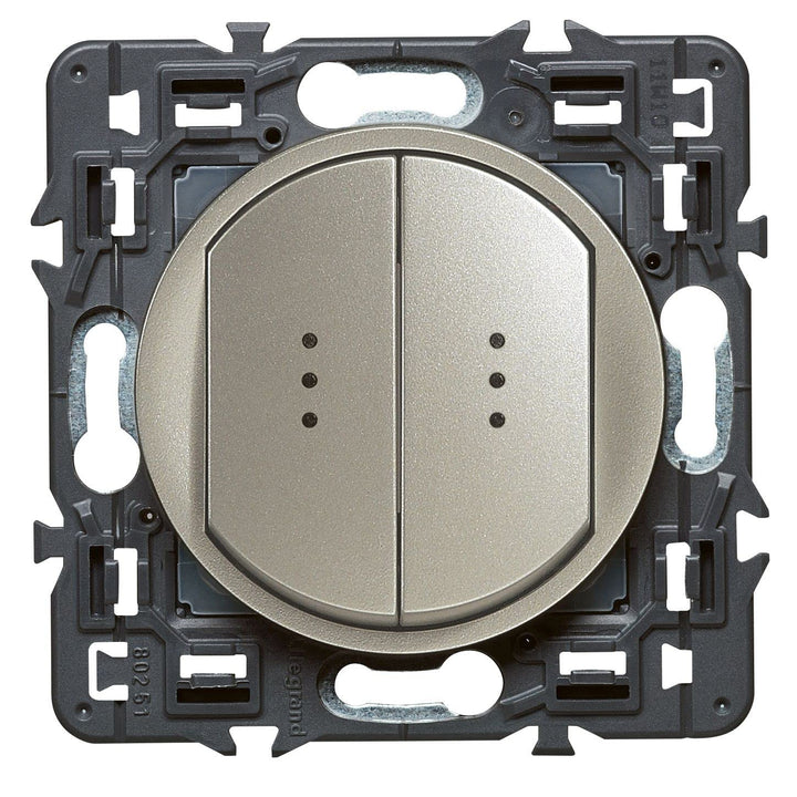 Legrand Céliane Lichtschalter, einfach, grau, 099514, 250 voltsV Doppelt Titan, Doppelt Titan