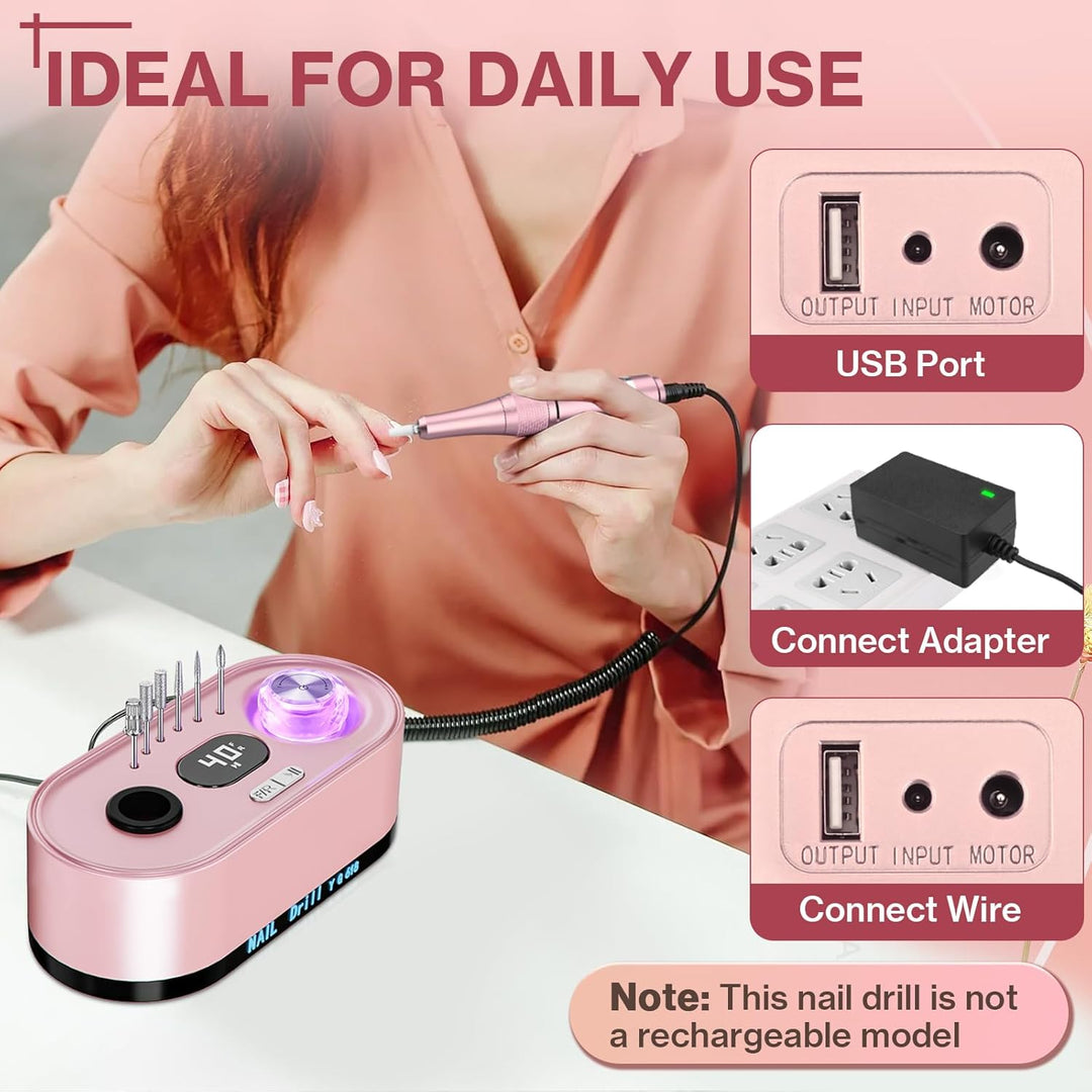 Nagelfräser für Gelnägel, Professionelle Elektrisch Nagelfräser 40000U/M, Fräser Maniküre Pediküre S