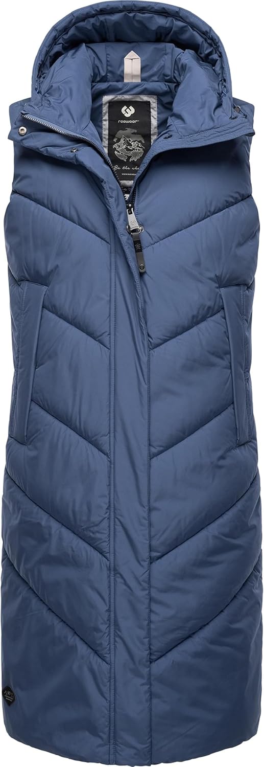 Ragwear Damen warme wasserdichte Winter Steppweste mit Kapuze Suminka Vest XS-6XL, Indigo Blue