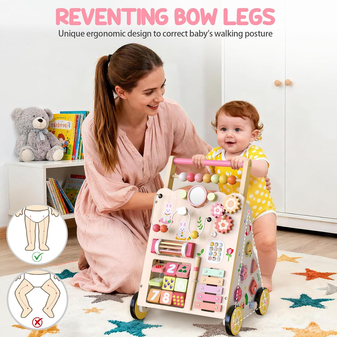 Lauflernhilfe aus Holz, Schiebe-Lauflernhilfe mit Rädern, Montessori-Lauflernspielzeug für Kleinkind