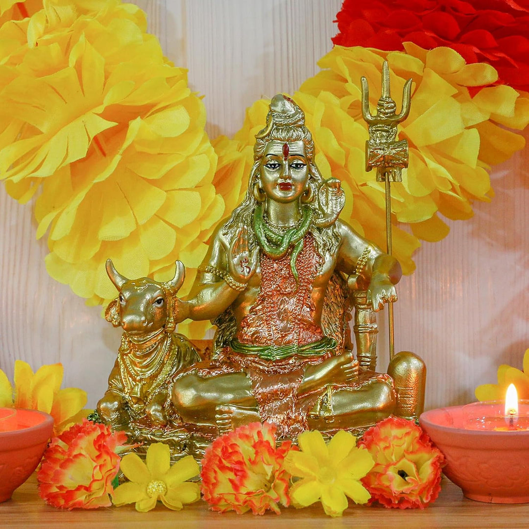 Indien Gott Herr Shiva Idol Statue mit Kuh Nandi – Hindu-Gott Indischer Heimtempel Mandir Pooja Arti