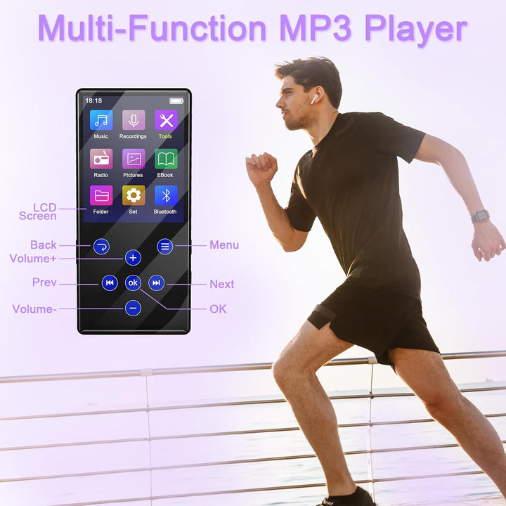 128GB MP3 Player mit Bluetooth MP3-Player mit Eingebauter HD Lautsprecher 450mAh Akku HiFi Sound Fun