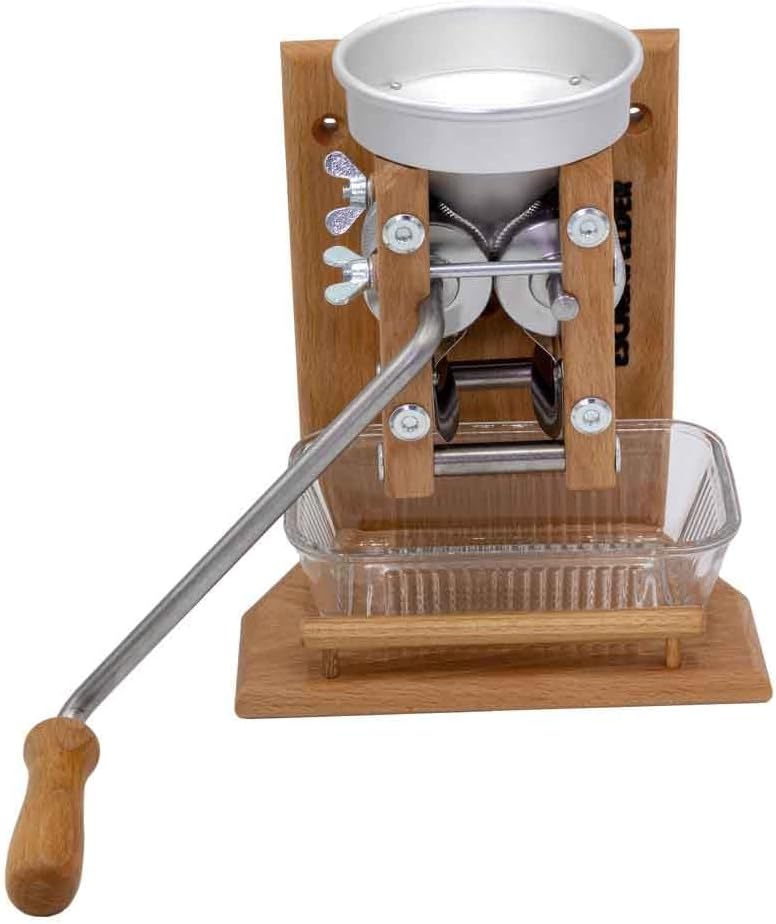 Eschenfelder Kornquetsche | Flocker | Wandmodell Alu- & Holz-Trichter | Flockenquetsche | Buche | ma