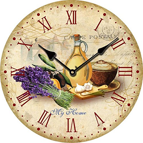 YOAI Wanduhr küchenuhr Vintage Shabby CHIC Antik Nostalgie Rustikale Quarzuhr aus MDF mit lautlosem