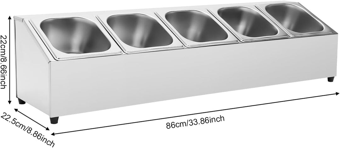 Edelstahl Zutatenbehälter Lebensmittelbehälter | 5 x 1.5L Catering Beilagenbehälter mit Deckel | 86