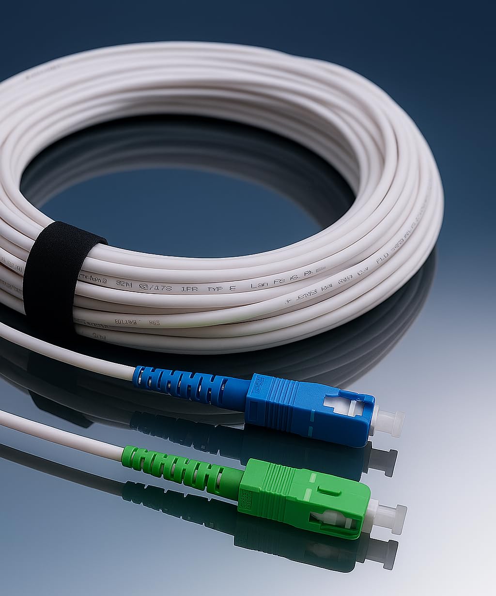 Elfcam® - 40m LWL Glasfaser-Kabel SC/APC auf SC/UPC Stecker, Simplex 9/125μm Patchkabel, Lichtwellen