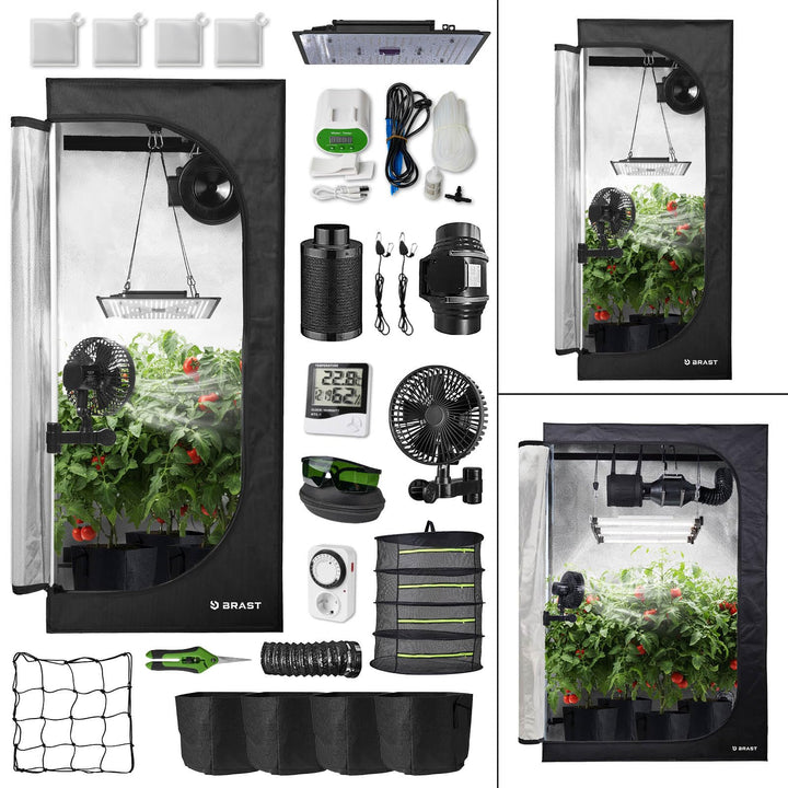 BRAST Growzelt GrowBox | Komplettset inkl. Sonderzubehör | viele Grössen | 60x60x140-120x60x180cm |
