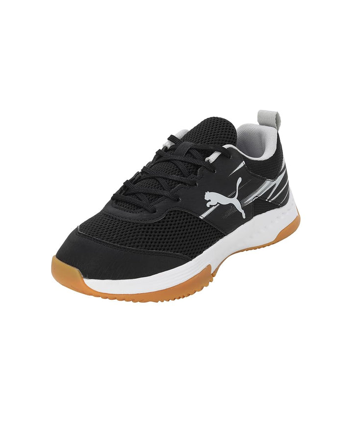 PUMA Unisex Kinder Varion Li Jr Indoor Court Shoe, Black Cool Light Gray Yellow Blaze Gum