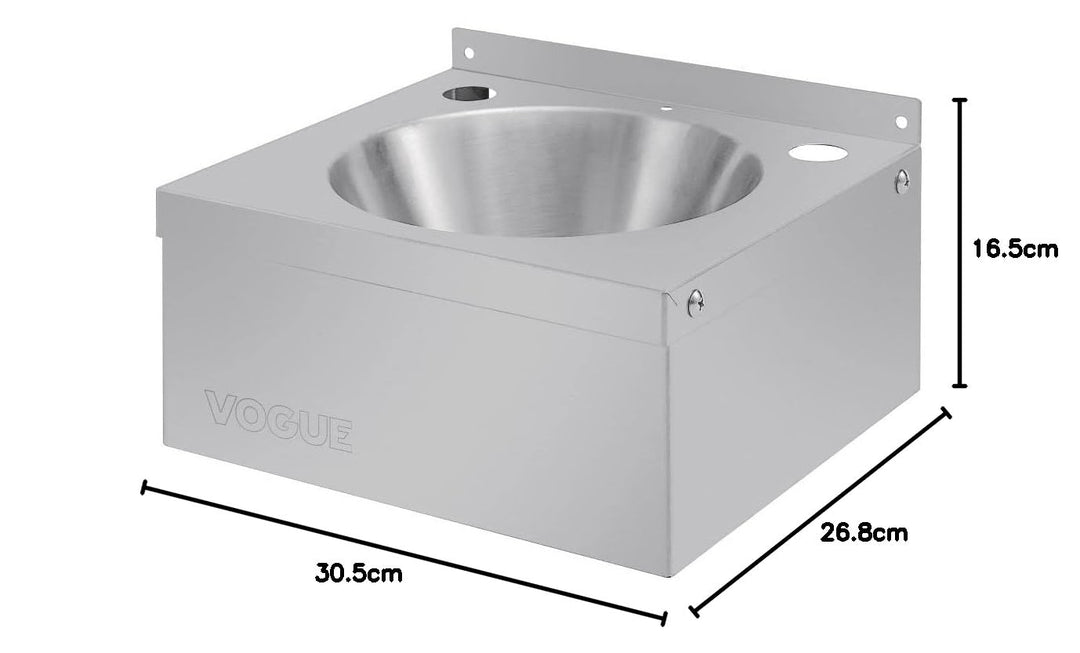 Vogue Mini-Waschbecken aus Edelstahl, Grösse: 165 (H) x 305 (B) x 268 (T) mm, Modell A, Wasserhähne
