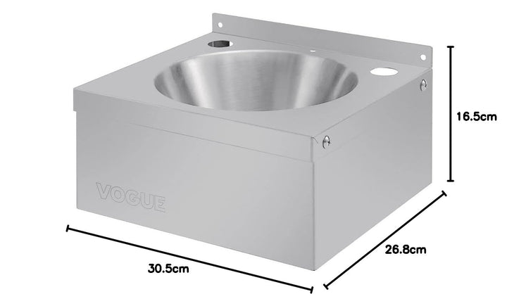 Vogue Mini-Waschbecken aus Edelstahl, Grösse: 165 (H) x 305 (B) x 268 (T) mm, Modell A, Wasserhähne