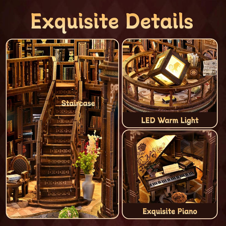 DIY Bücherregal-Nische Bausatz für Erwachsene – 3D Holz-Miniatur-Puppenhaus Modellbausatz, Bastelset