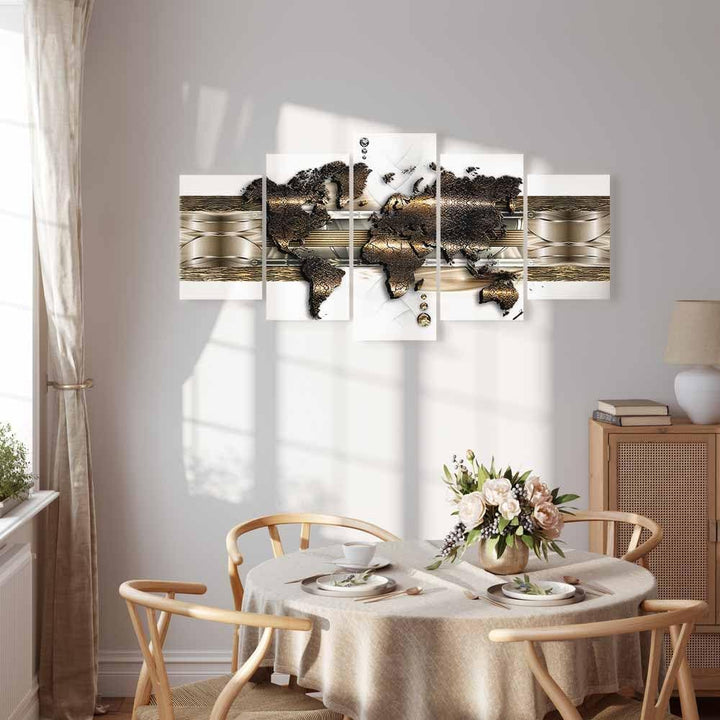 murando - Bilder Weltkarte 100x50 cm Vlies Leinwandbild 5 tlg Kunstdruck modern Wandbilder XXL Wandd