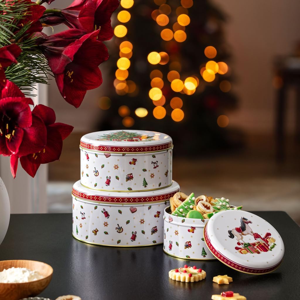 Villeroy & Boch – Winter Collage Accessoires Gebäckdosen-Set, bunt, 19,7 x 9,4 cm, 3-teilig, Keksdos