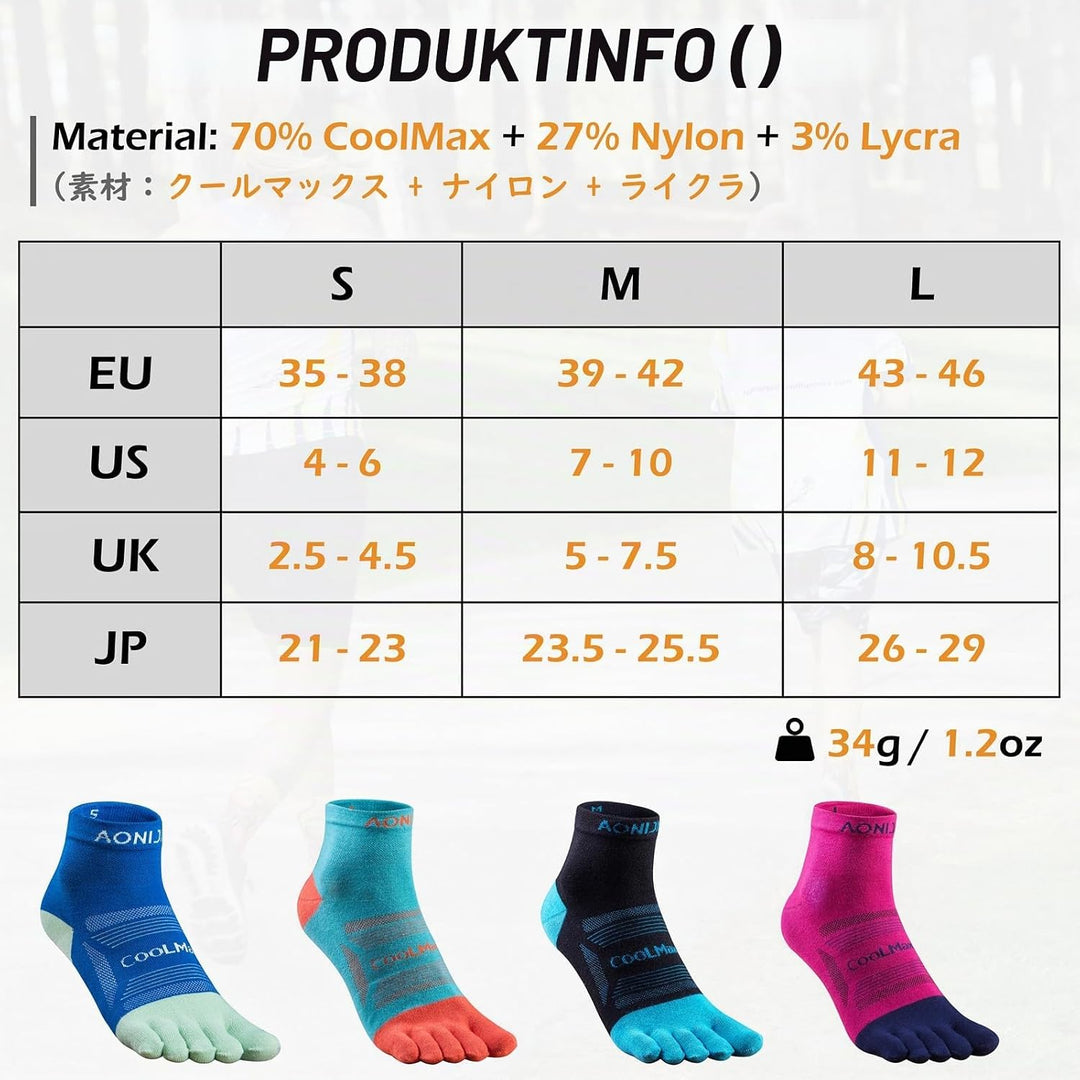 TRIWONDER Zehensocken für Herren, Damen, Adult Socken, Atmungsaktiv Sportsocken, Fünf Finger Socken