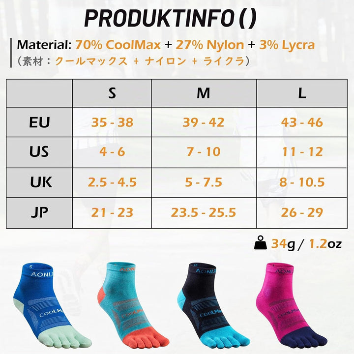TRIWONDER Zehensocken für Herren, Damen, Adult Socken, Atmungsaktiv Sportsocken, Fünf Finger Socken
