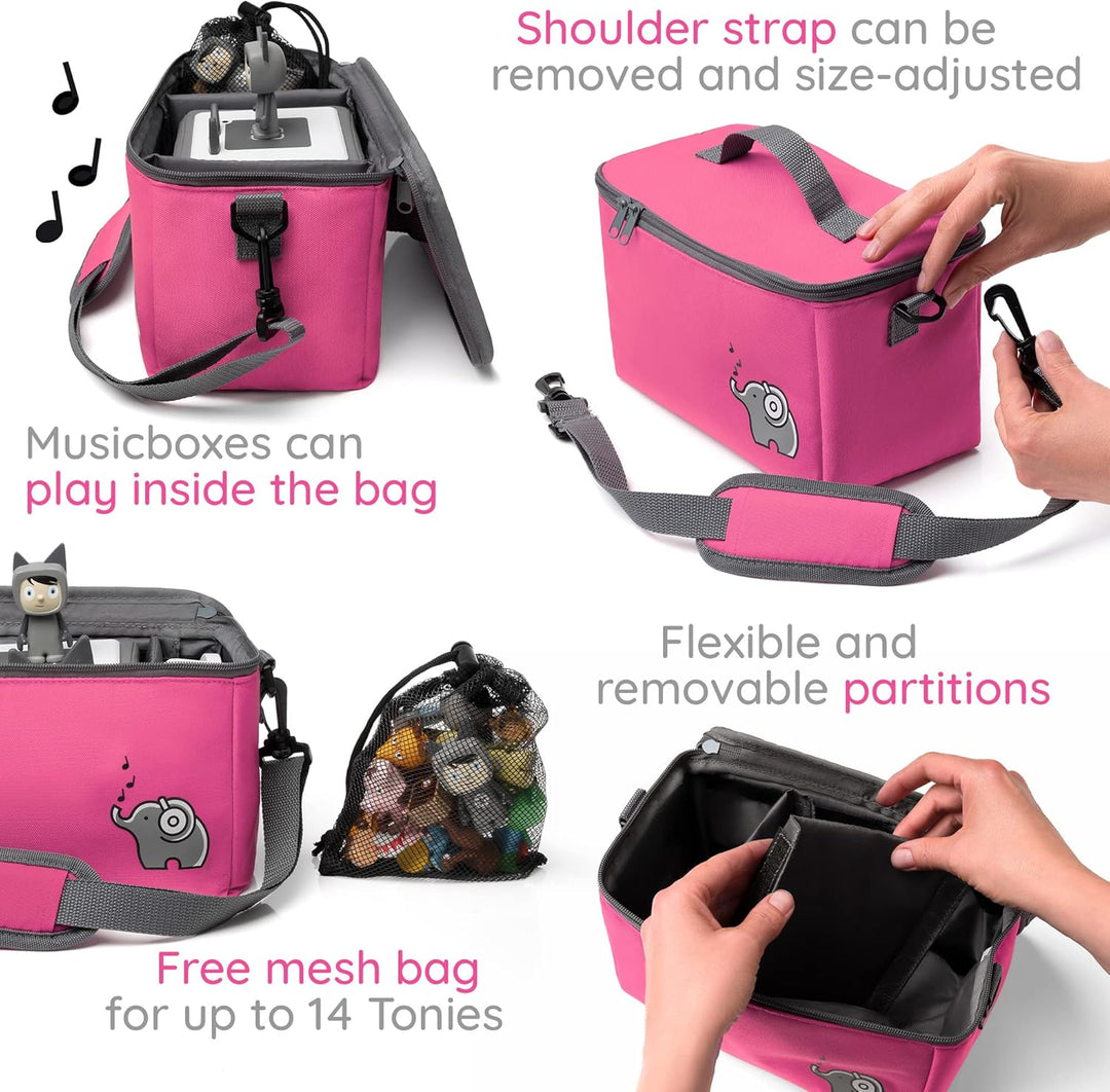 fantifant SPEZIALEDITION Musikbox Tasche für Toniebox [ + Netzbeutel für Tonie Aufbewahrung ] Flexib