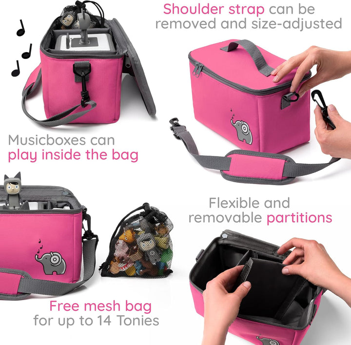 fantifant SPEZIALEDITION Musikbox Tasche für Toniebox [ + Netzbeutel für Tonie Aufbewahrung ] Flexib