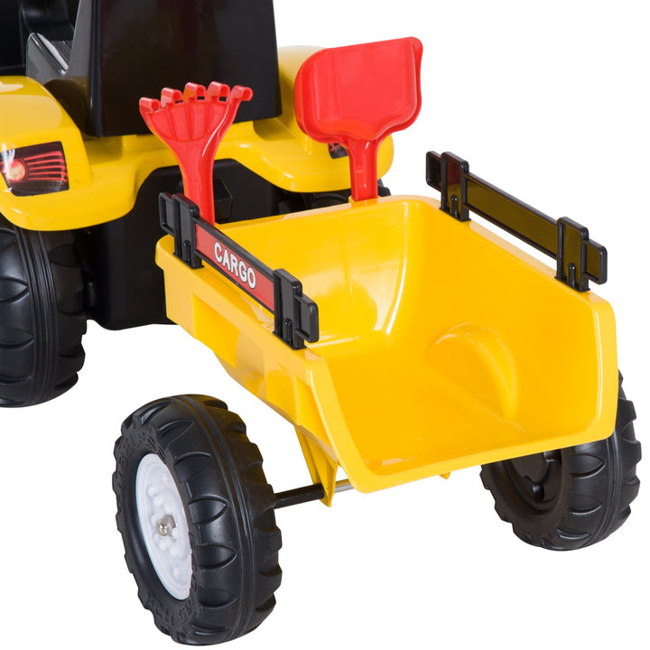 HOMCOM Trettraktor mit Anhänger Tretauto Traktor mit Anhänger ab 3 Jahre Spielzeug Kinder Gelb 133 x