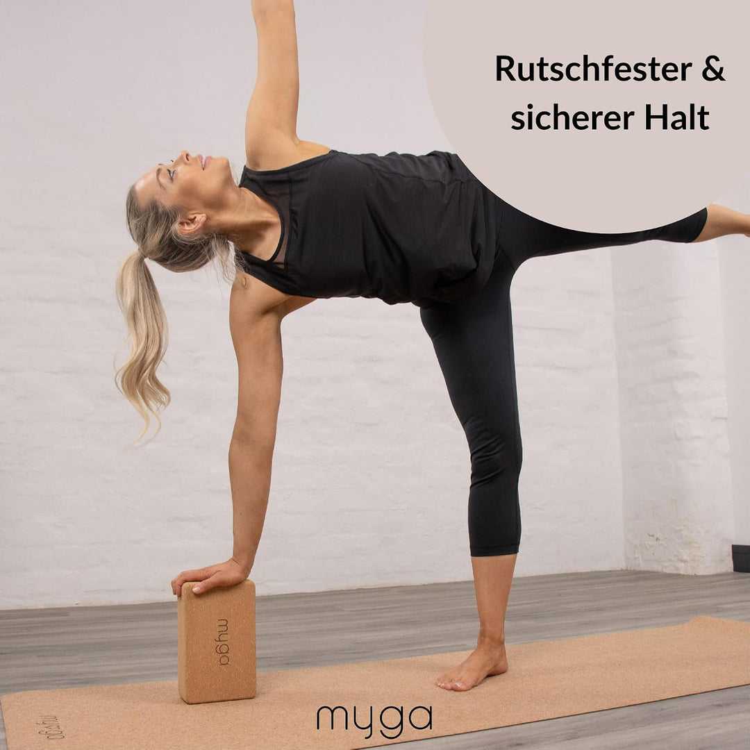 Myga Kork Yoga Block | Rutschfest &amp; Robust | Unterstützung bei Yoga- und Pilatesübungen | Ideal für