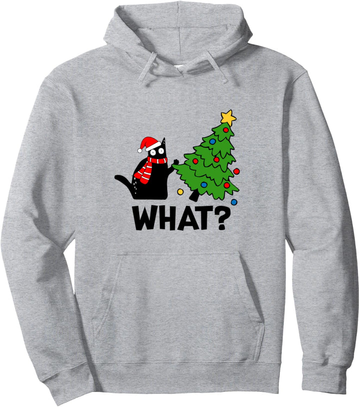 Katze Cat Weihnachten Weihnachtsbaum Black Cat What? Pullover Hoodie