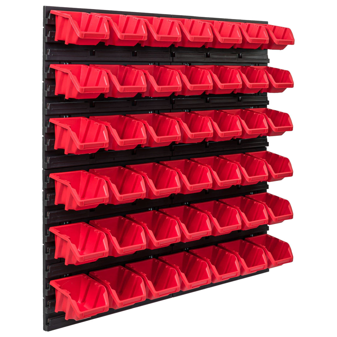 Lagersystem Werkstattregal | 78 x 78 cm | 42 stck. Box | Wandregal mit Stapelboxen - Wandplatten Ext