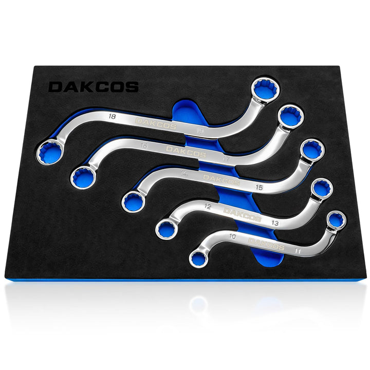 DAKCOS Doppel-Ringschlüssel-Satz, S-Form Ringschlüssel Set SW 10x11mm, 12x13mm, 14x15mm, 16x17mm, 18