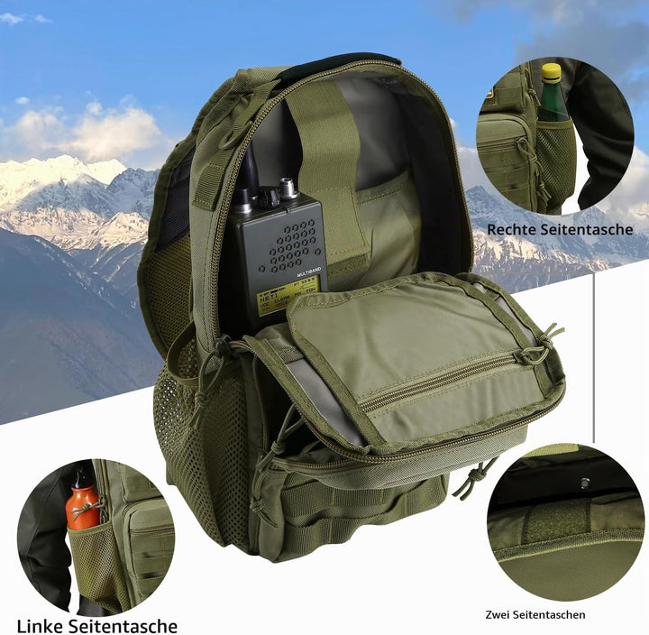 Hannibal Tactical Sling Rucksack Large Rover 13L Sling Pack, Olive, Taktischer Sling-Rucksack Olivgr