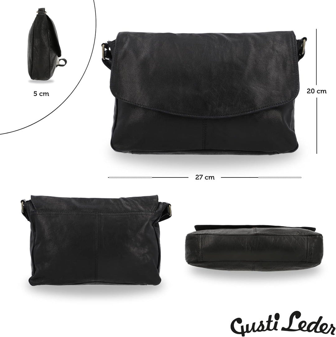 Gusti Handtasche Leder - Maisie Damen Handtasche Schultertasche Umhängetasche Ledertasche klein Schw