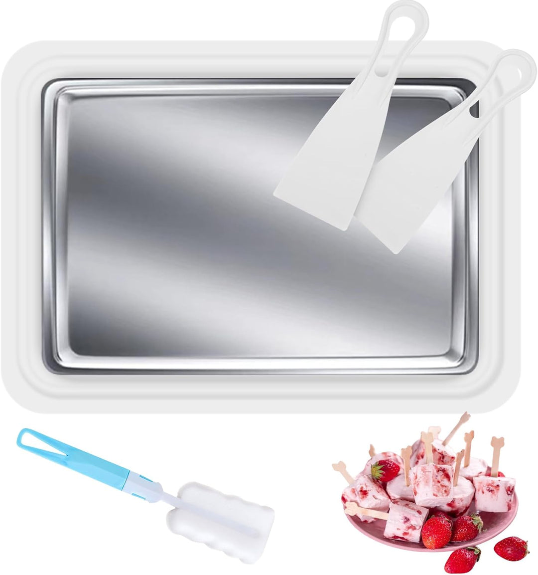 BYZESTY Eiscreme Roller Maker Pan, Ice Rolls Platte mit 2 Spateln, Eisplatte zum Eis Machen, Eis Pla