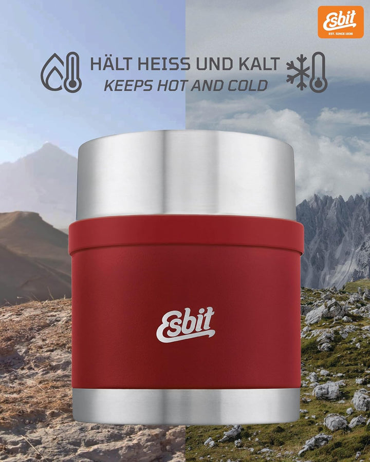 Esbit Thermobehälter Sculptor für Essen - Warmhaltebehälter 500 ml in Burgundy - aus Edelstahl für w
