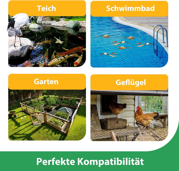 Teichnetz Vogelschutznetz taubennetz für Garden, 12x12mm feinmaschig 30g/m²,Robust Reissfest UV-best