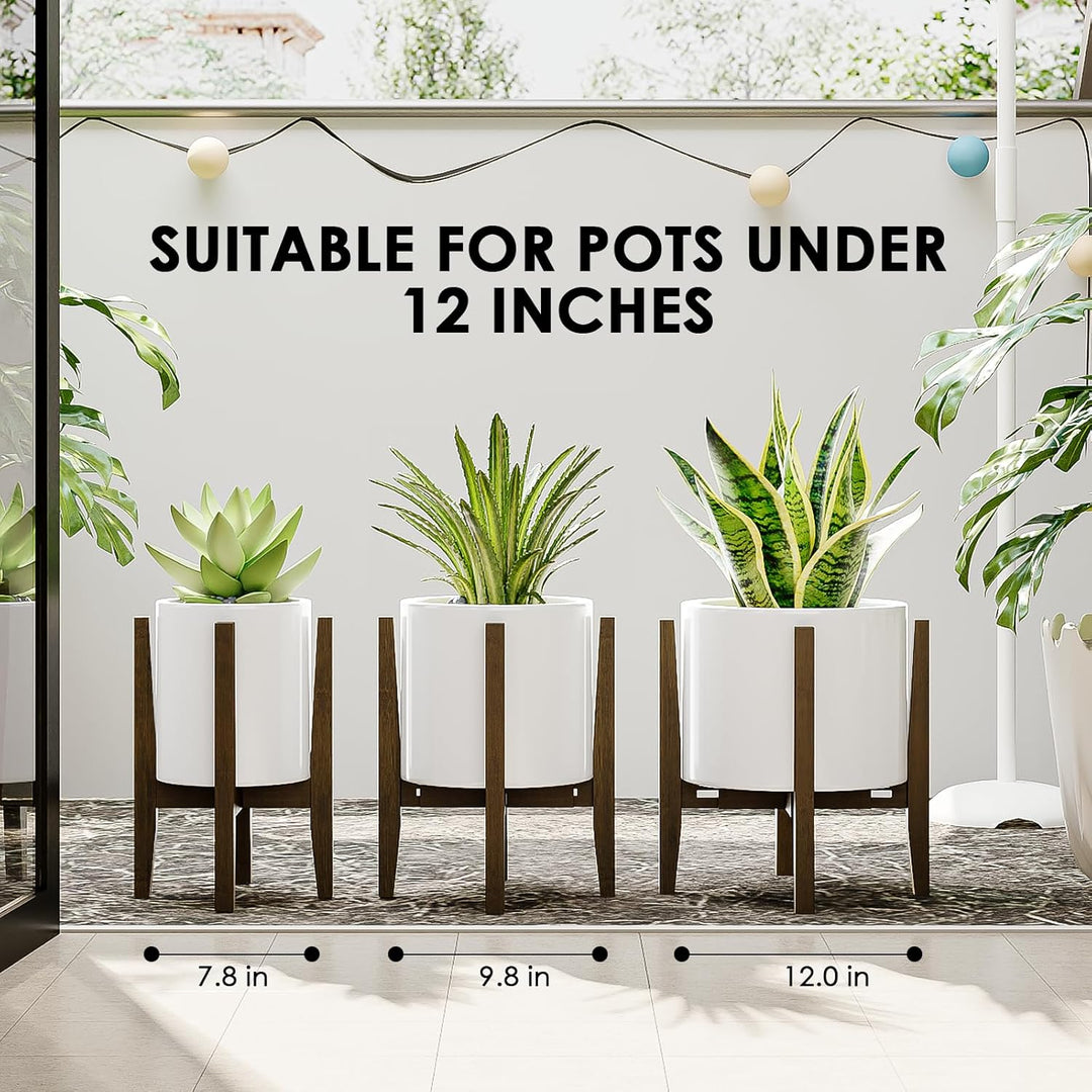 Bamworld Blumenhocker Outdoor Blumenständer Bambus Pflanzenhocker Indoor Blumentreppe Outdoor Wetter