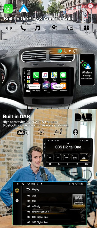 BXLIYER Android 13 IPS Autoradio - [Eingebaut DAB] - für FIAT Freemont Dodge Journey Leap (2012-2020