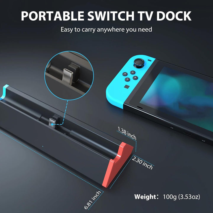 SiWiQU Switch Docking Station Kompatibel für Nintendo SwitchOLED, TV Dock mit 4K HDMI Port Type-C 2x