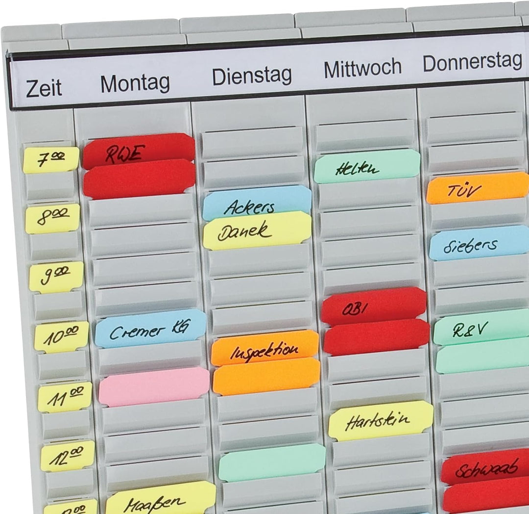 FRANKEN T-Kartentafel 5-Tage Wochenplaner, 31,5 x 78 cm, 5 Träger, 35 Schlitze, PV-SET2 5 Spalten x