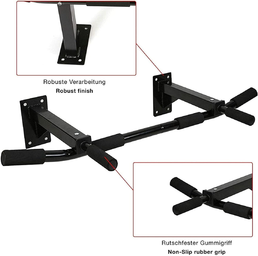Trintion Klimmzugstange Wandmontage Pull Up Bar inkl. Zubehör Dip Station für Kraftsport Homegym Wan