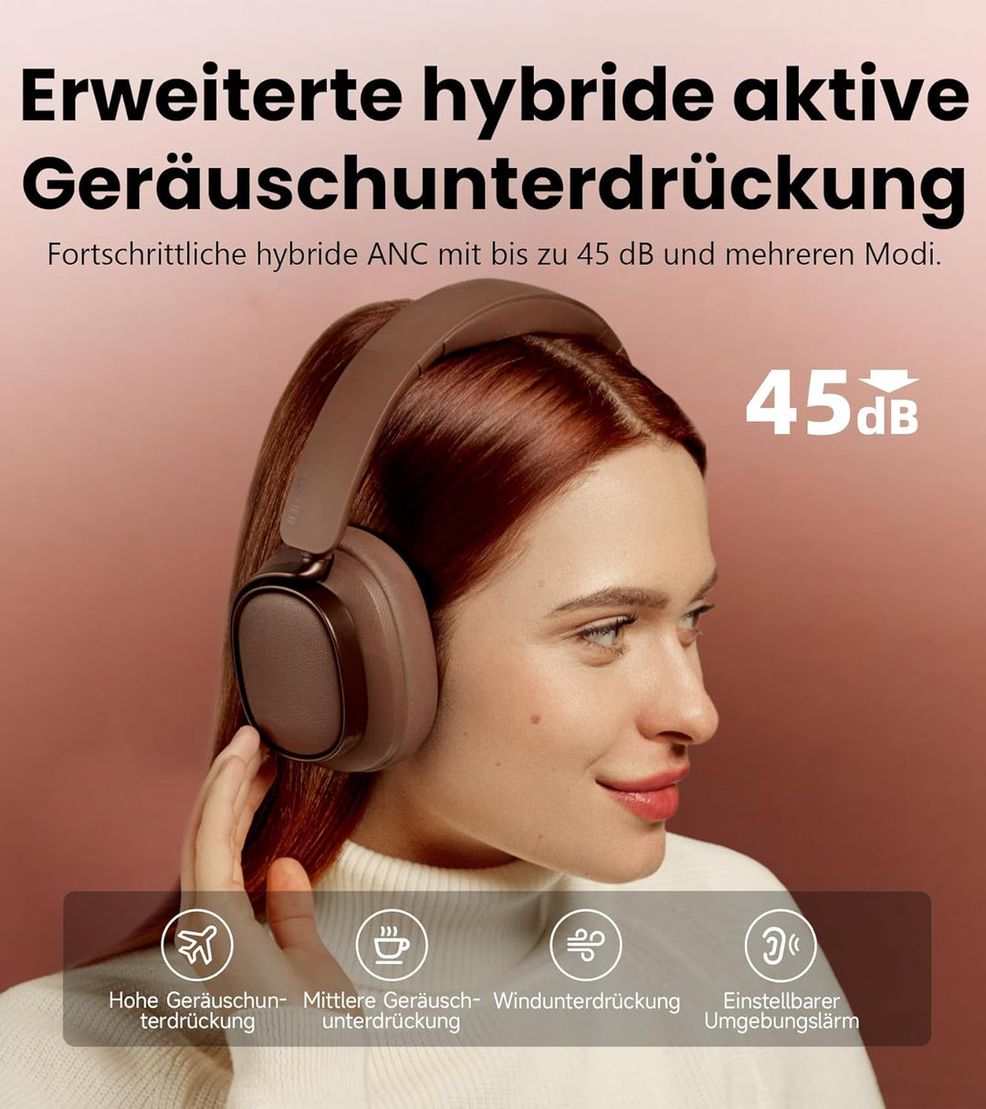 Edifier ES850NB Kabellose Over-Ear-Kopfhörer mit Geräuschunterdrückung, Hi-Res Audio Wireless, LDAC,