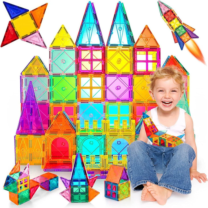 Magnetische Bausteine 80 Teile Magnetspielzeug Magnete Bauklötze Baukasten Kinder Magnetbausteine Pe