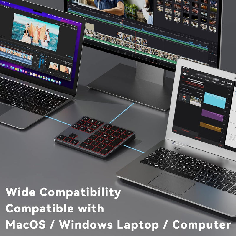 Doohoeek Bluetooth-Nummernblock mit Hintergrundbeleuchtung für Laptops und Computer, Nummernblöcke 3